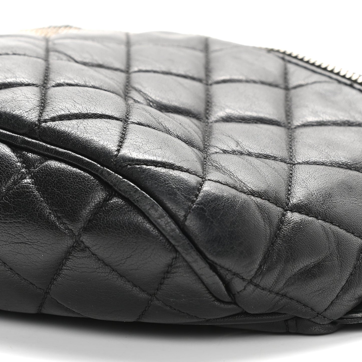 Lambskin Quilted Waist Belt Bag Black