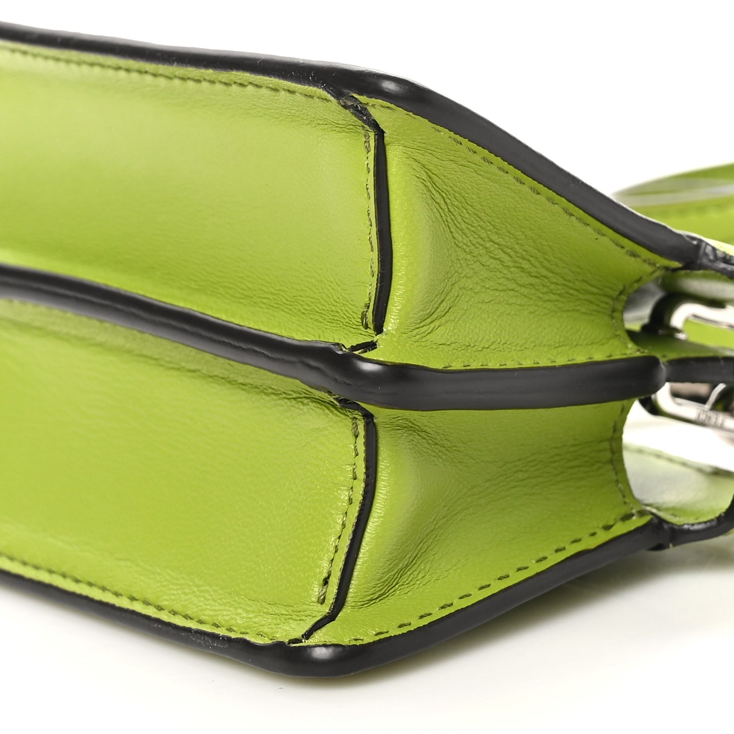 Shiny Nappa Nano Peekaboo Maxi Handle Satchel Wasabi