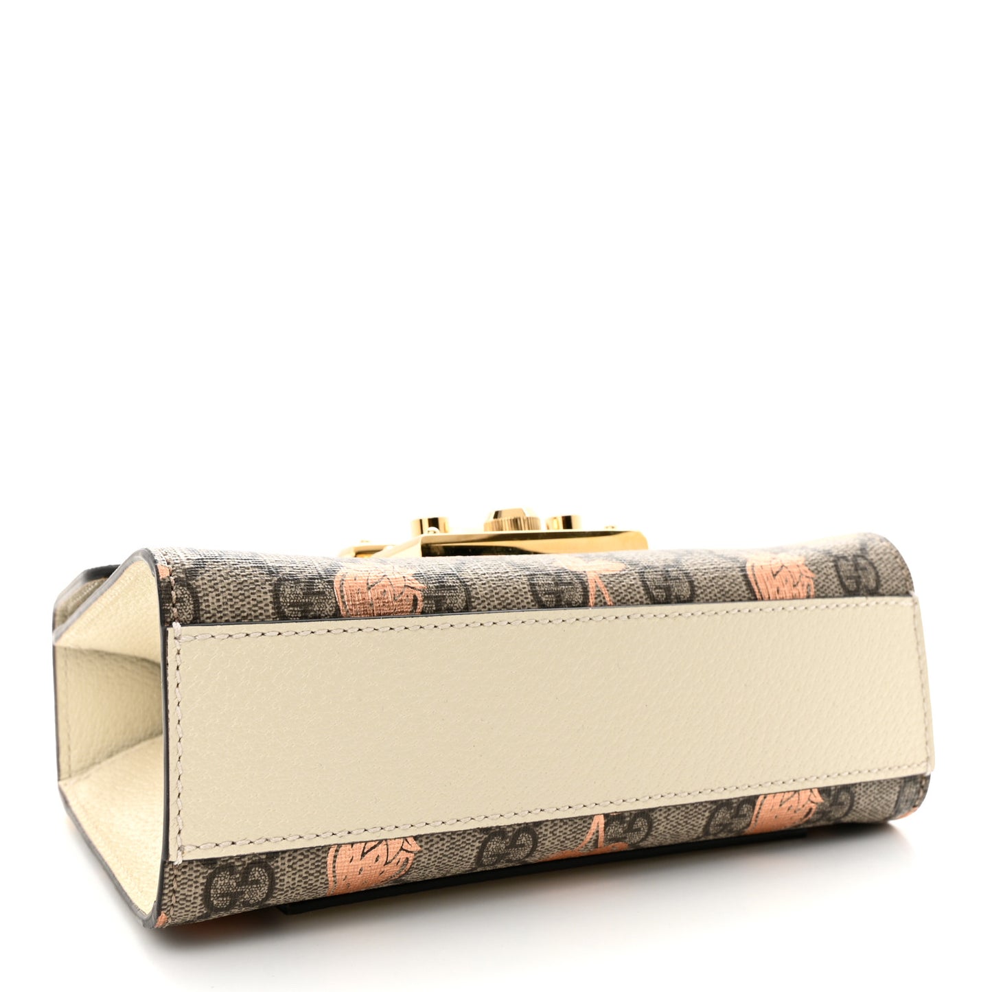 GG Supreme Monogram Berry Textured Dollar Calfskin Small Padlock Shoulder Bag Beige Ebony Light Copper Mystic White