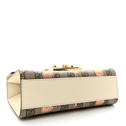 Gucci GG Supreme Monogram Berry Textured Dollar Calfskin Small Padlock Shoulder Bag Beige Ebony Light Copper Mystic White 4 of 10