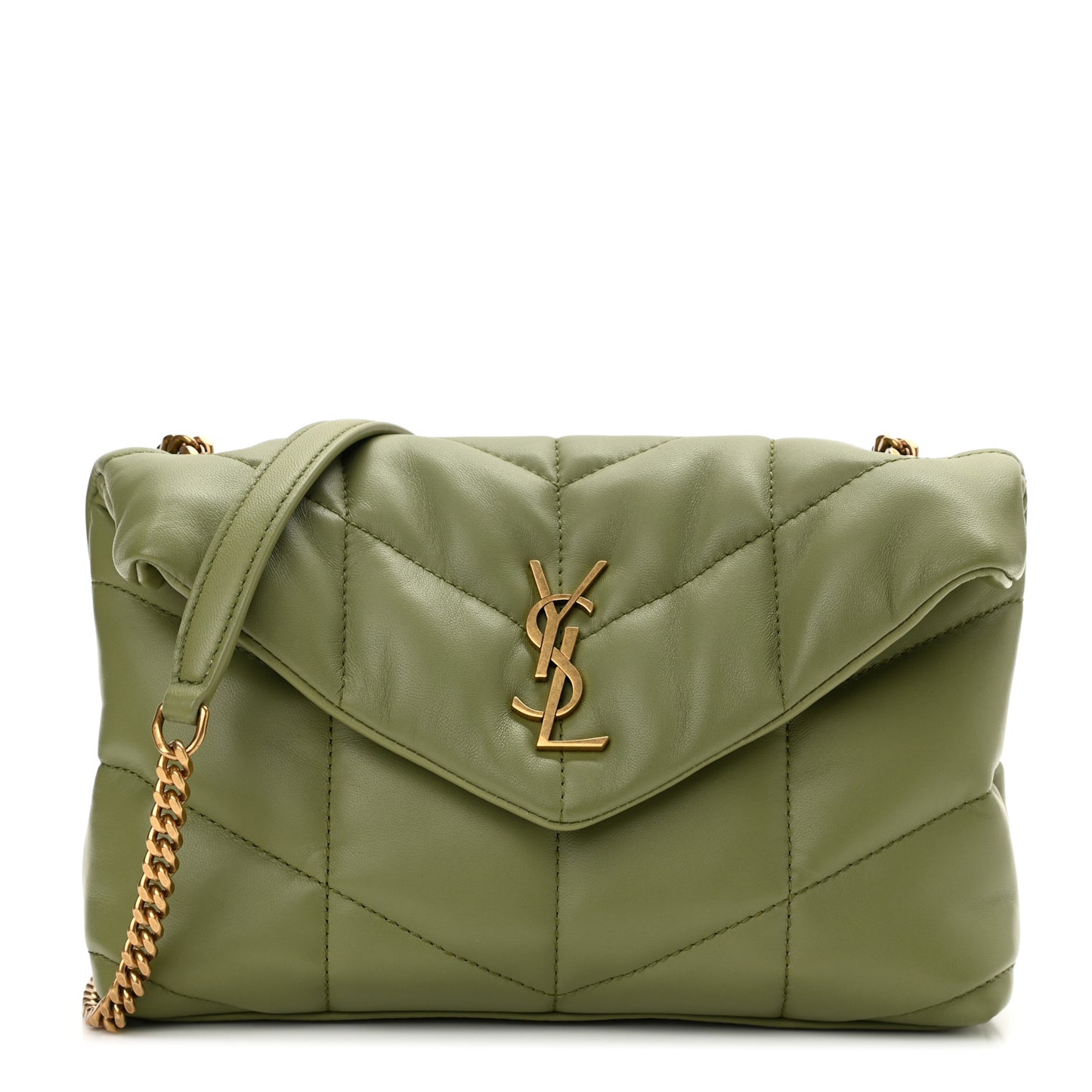 Lambskin Quilted Toy Loulou Puffer Monogram Chain Satchel Light Pistache