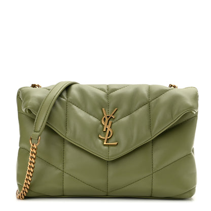 Saint Laurent Lambskin Quilted Toy Loulou Puffer Monogram Chain Satchel Light Pistache 1 of 12