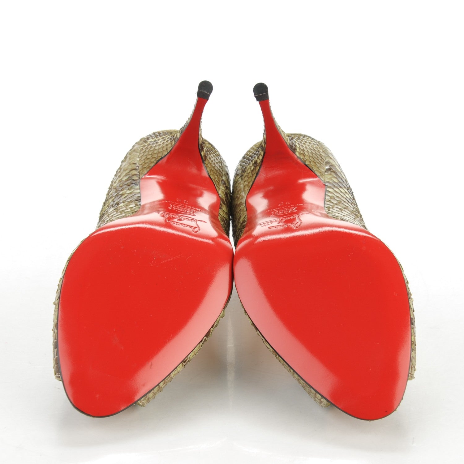 Christian Louboutin Python Yoyo 85 Peep Toe Pumps 36 Green 5 of 6