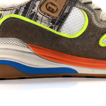 Gucci Suede Calfskin Tejus Printed Womens Ultrapace Sneakers 37.5 Natural Ardesia Neon Yellow 15 of 16