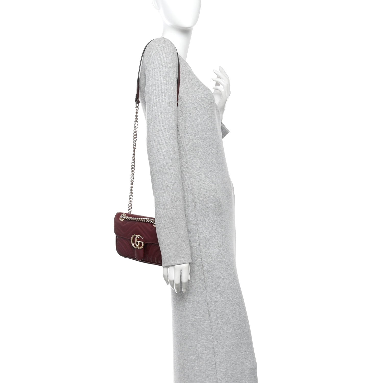 Gucci Calfskin Matelasse Mini GG Marmont Shoulder Bag Rosso Ancora 2 of 11