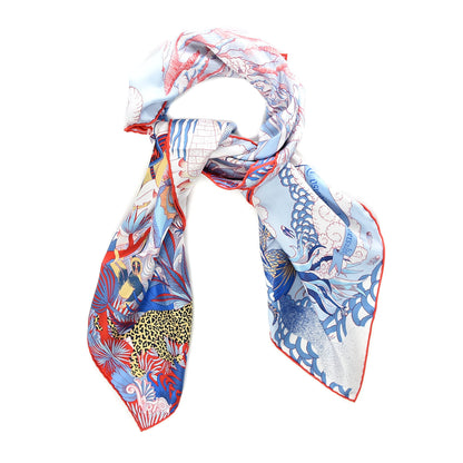 Hermes Silk Cosmographia Universalis Scarf 90 Ciel White Rouge 6 of 6