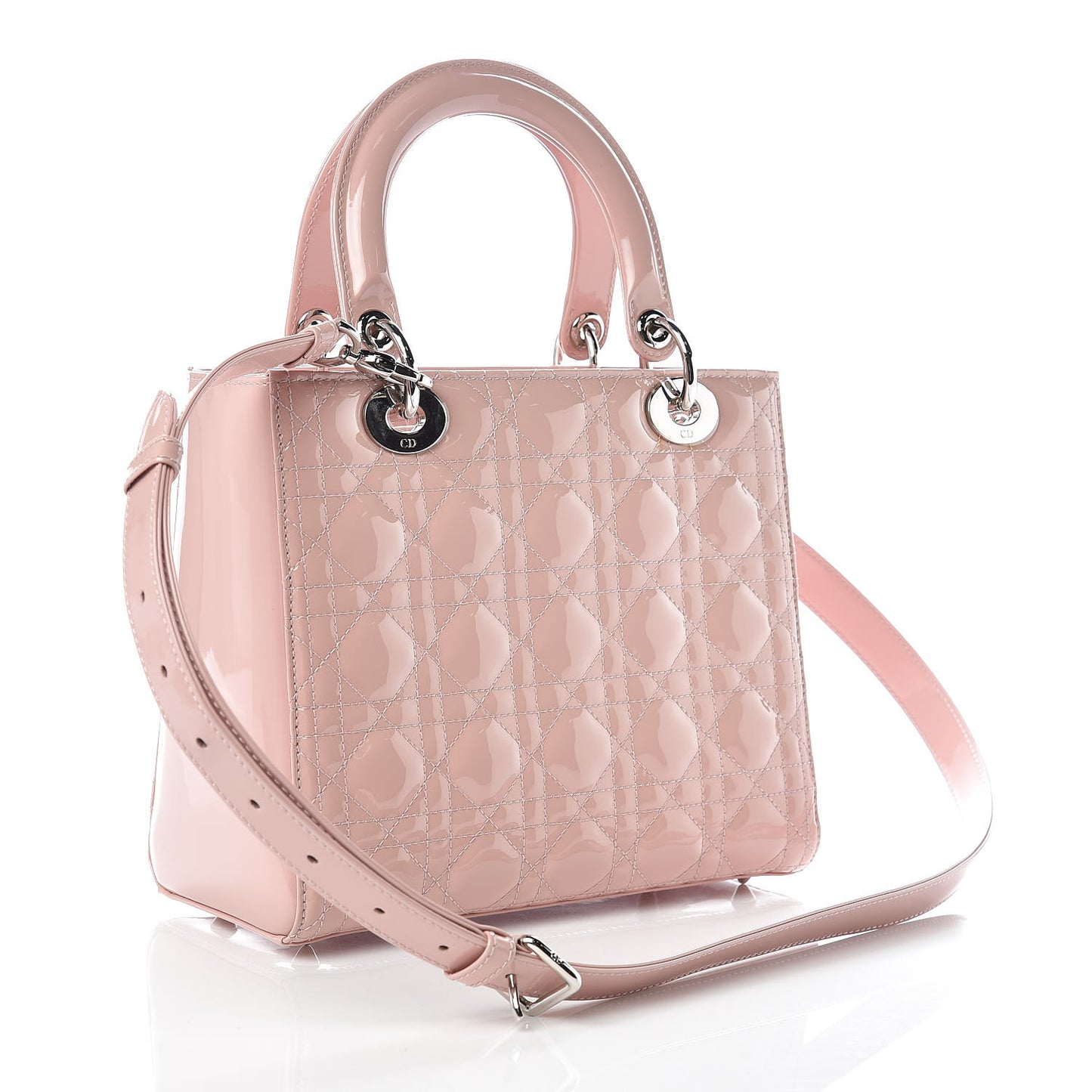 Patent Cannage Medium Lady Dior Rose Clair