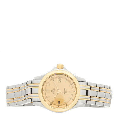 Omega Stainless Steel 18K Yellow Gold 29mm Seamaster 120M Quartz Watch Champagne 2371.10 2 of 4