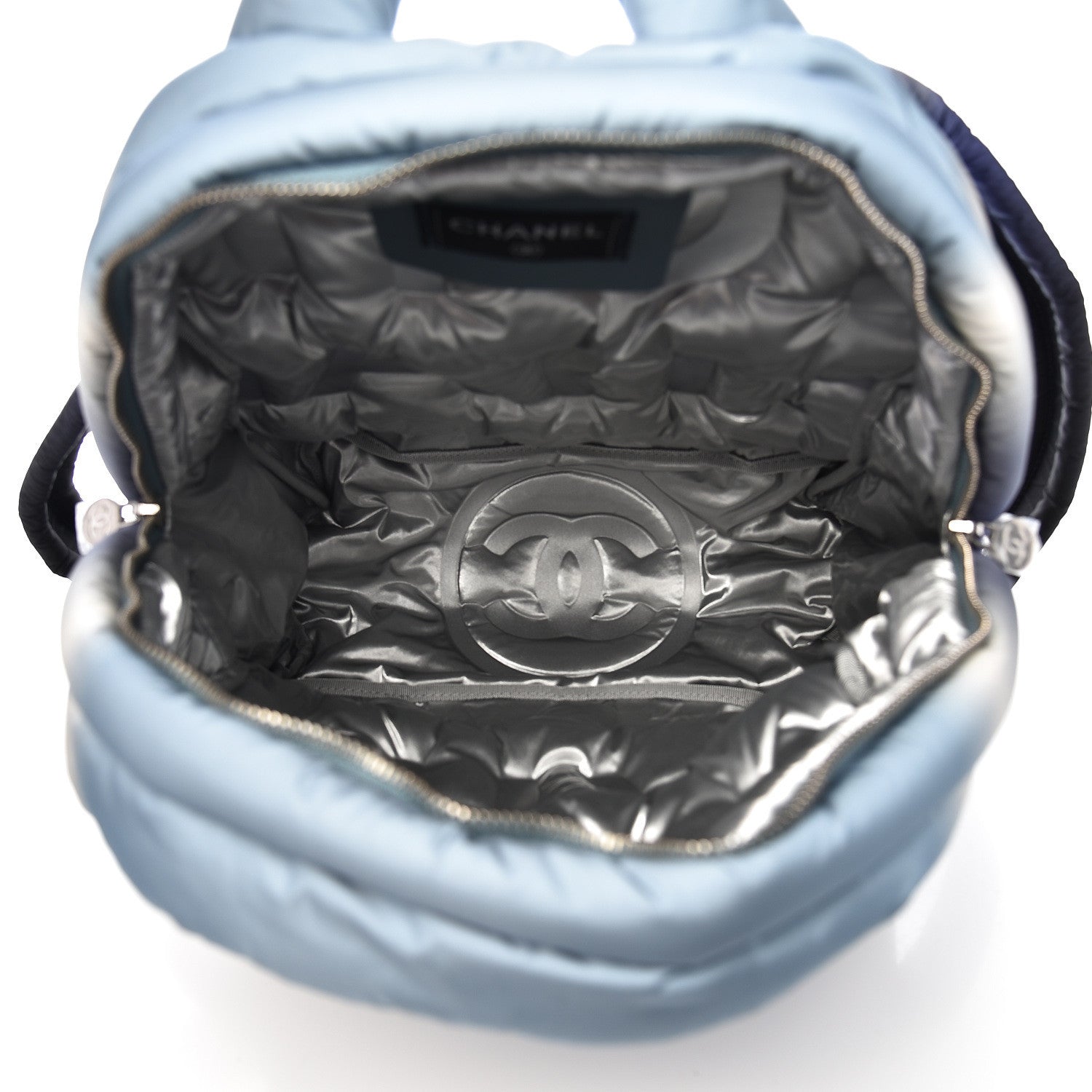 Chanel Nylon Embossed Small Doudoune Backpack Black Blue White 5 of 10