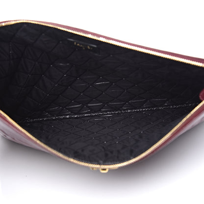 Chanel Sheepskin Quilted Large Vintage Mademoiselle Cosmetic Case Burgundy 5 of 14