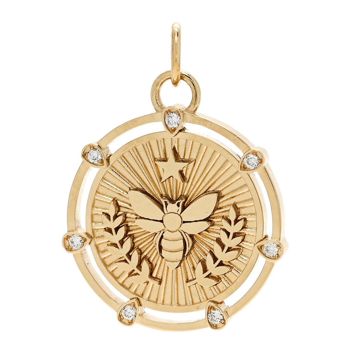 X Every Mother Counts 18K Yellow Gold Diamond Bee Medallion Pendant