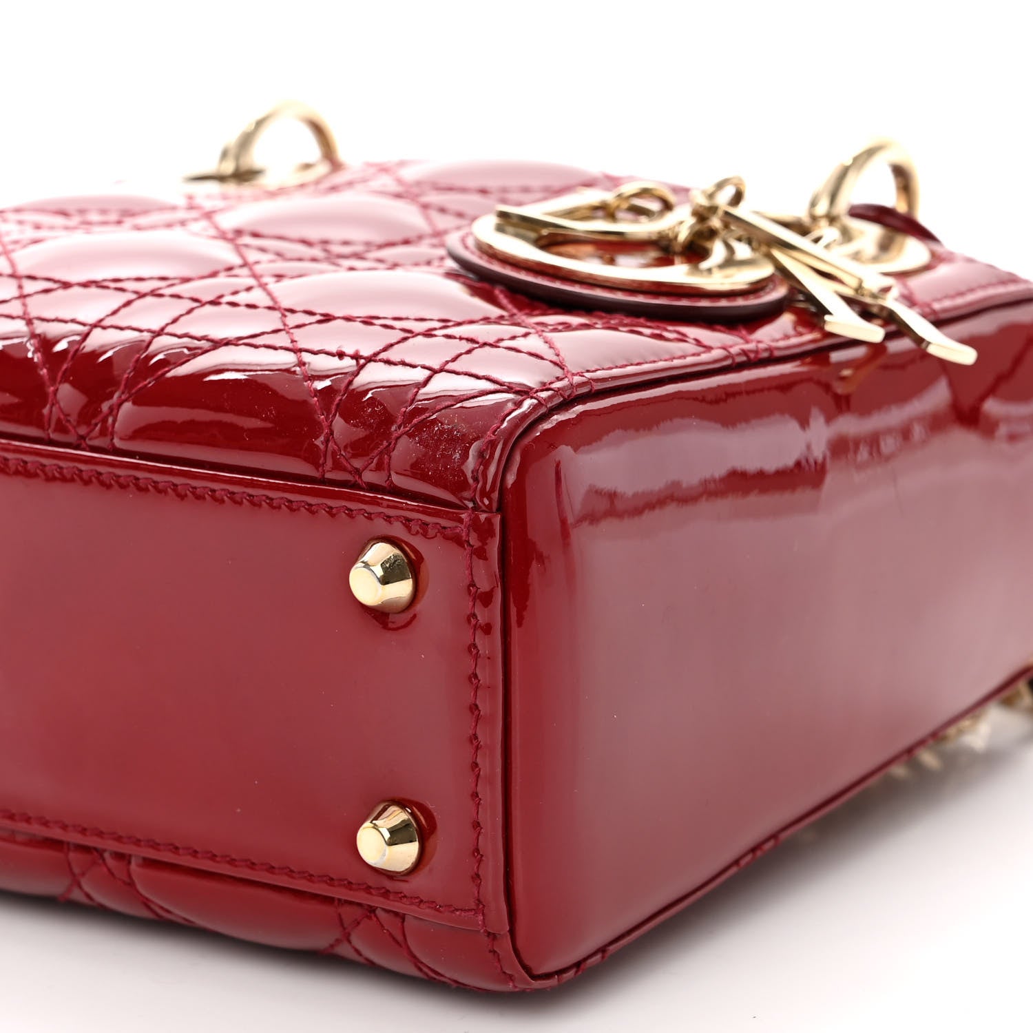 Christian Dior Patent Cannage Mini Lady Dior Red 9 of 9