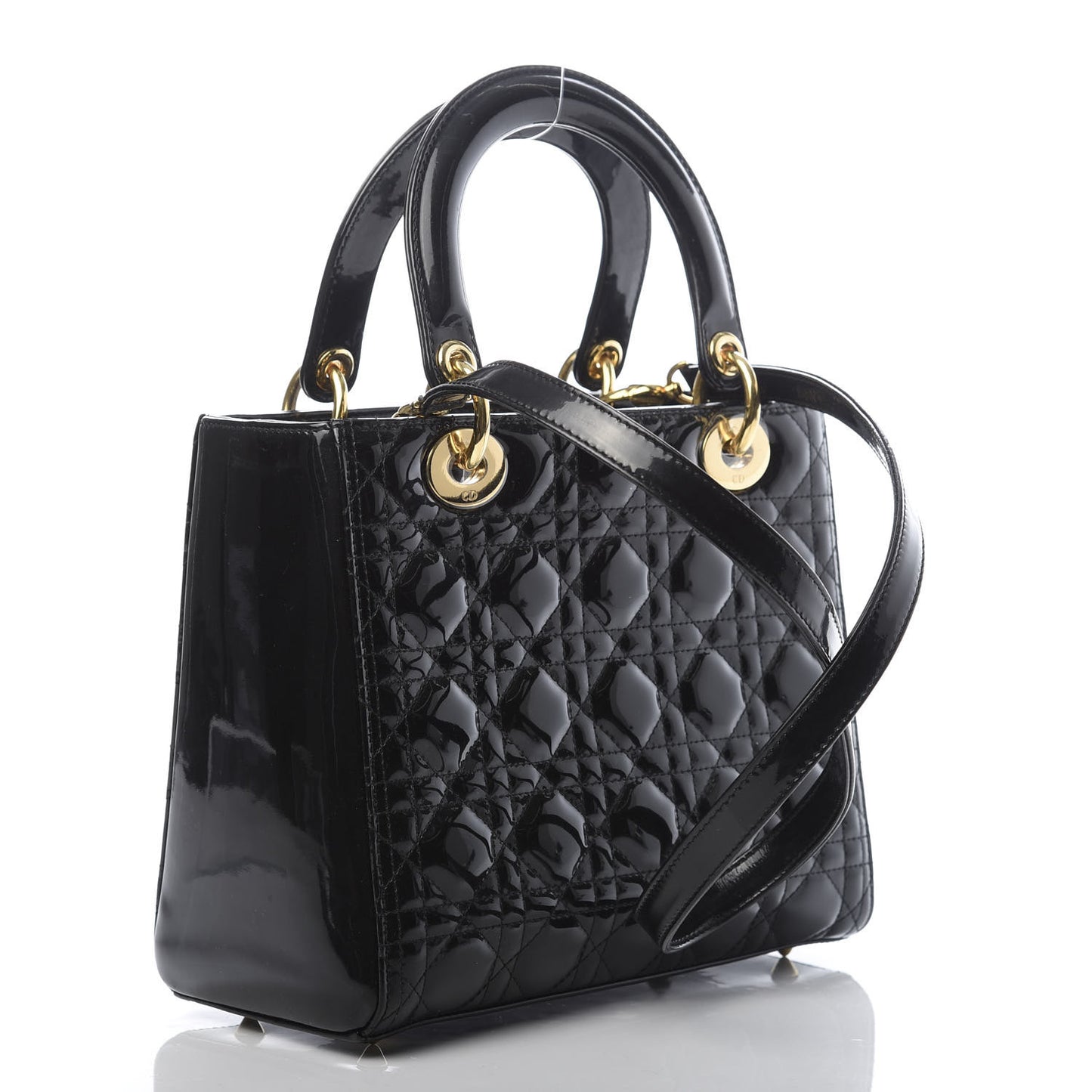 Patent Cannage Medium Lady Dior Black
