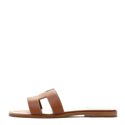 Hermes Box Calfskin Oran Sandals 40 Gold 1 of 11