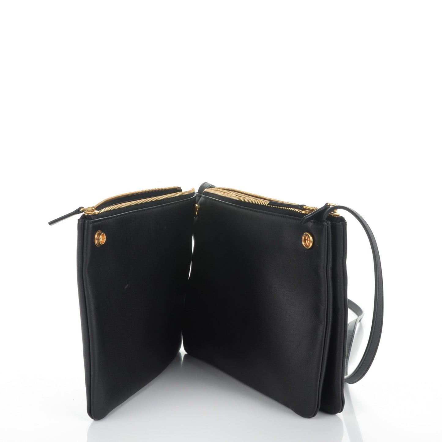 Lambskin Large Trio Crossbody Bag Black