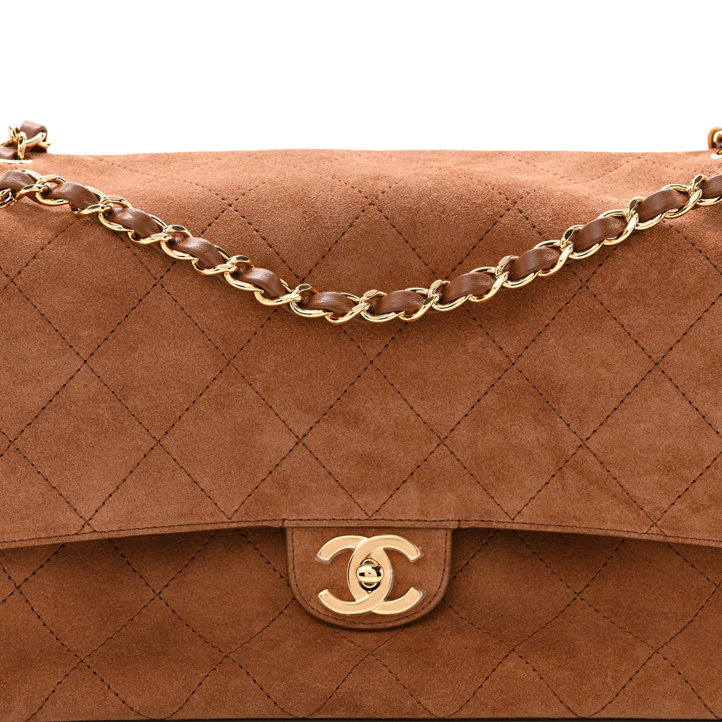 Suede Calfskin Small Souplissimo Maxi Flap Camel