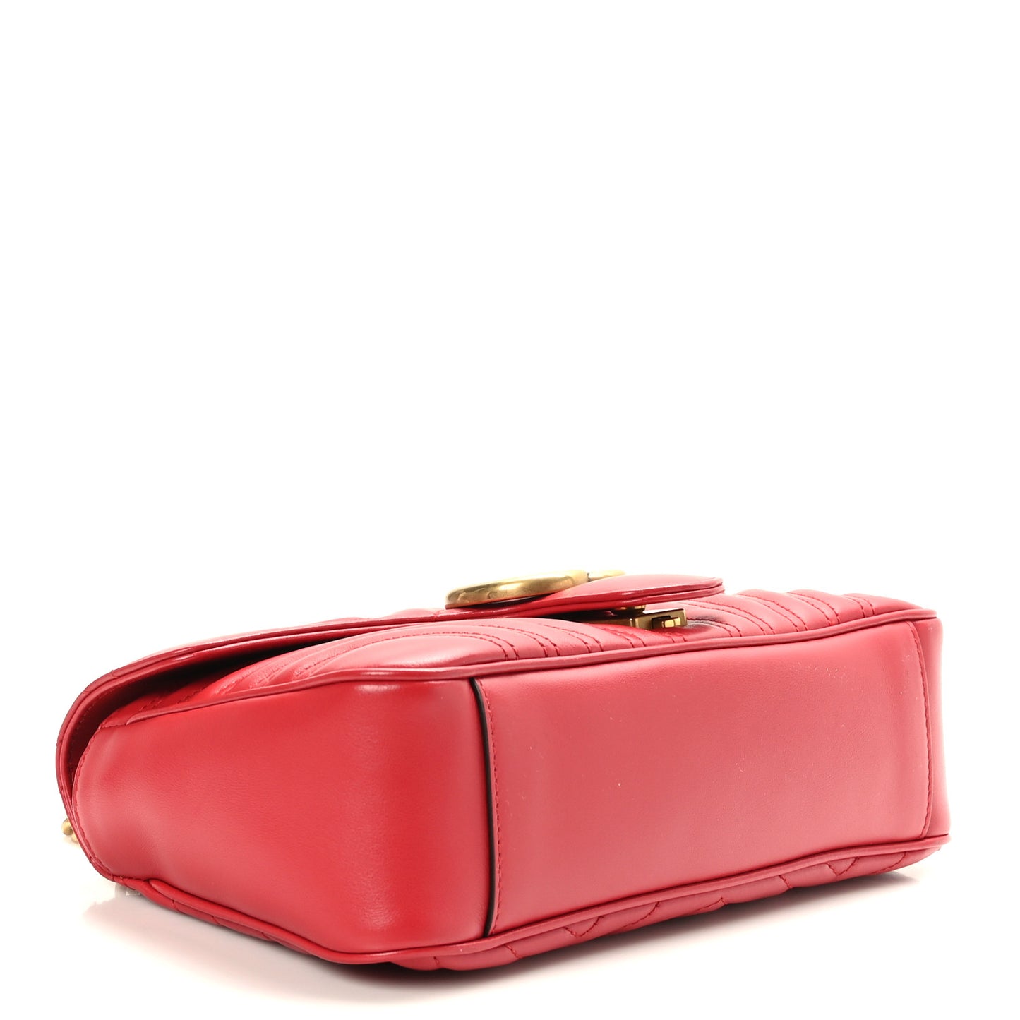 Calfskin Matelasse Small GG Marmont Shoulder Bag Hibiscus Red