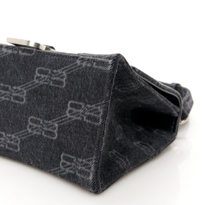 Balenciaga Washed Denim BB Monogram Small Hourglass Top Handle Bag Black 10 of 10