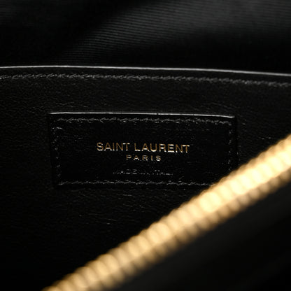 Saint Laurent Sheepskin Matelasse Chevron Monogram Large College Satchel Black 6 of 10