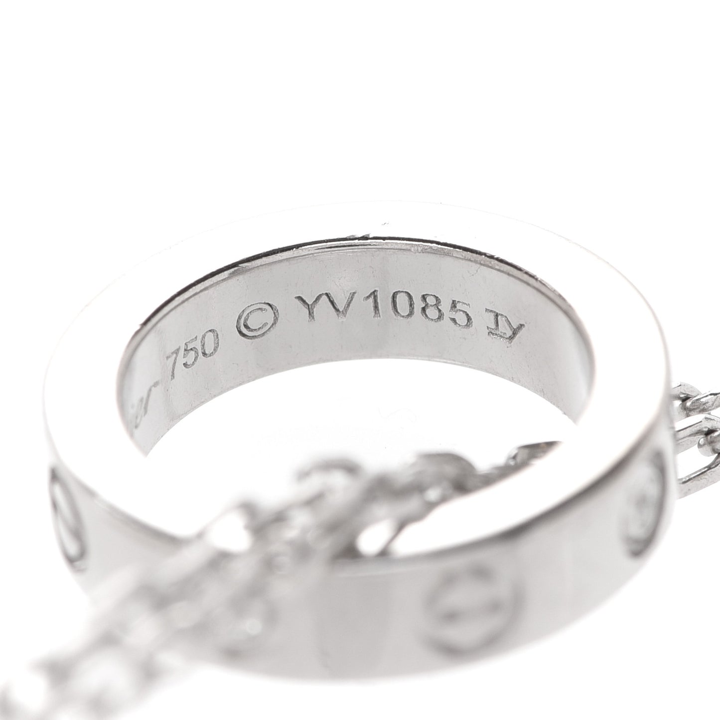 18K White Pink Gold Diamond Three Ring LOVE Necklace