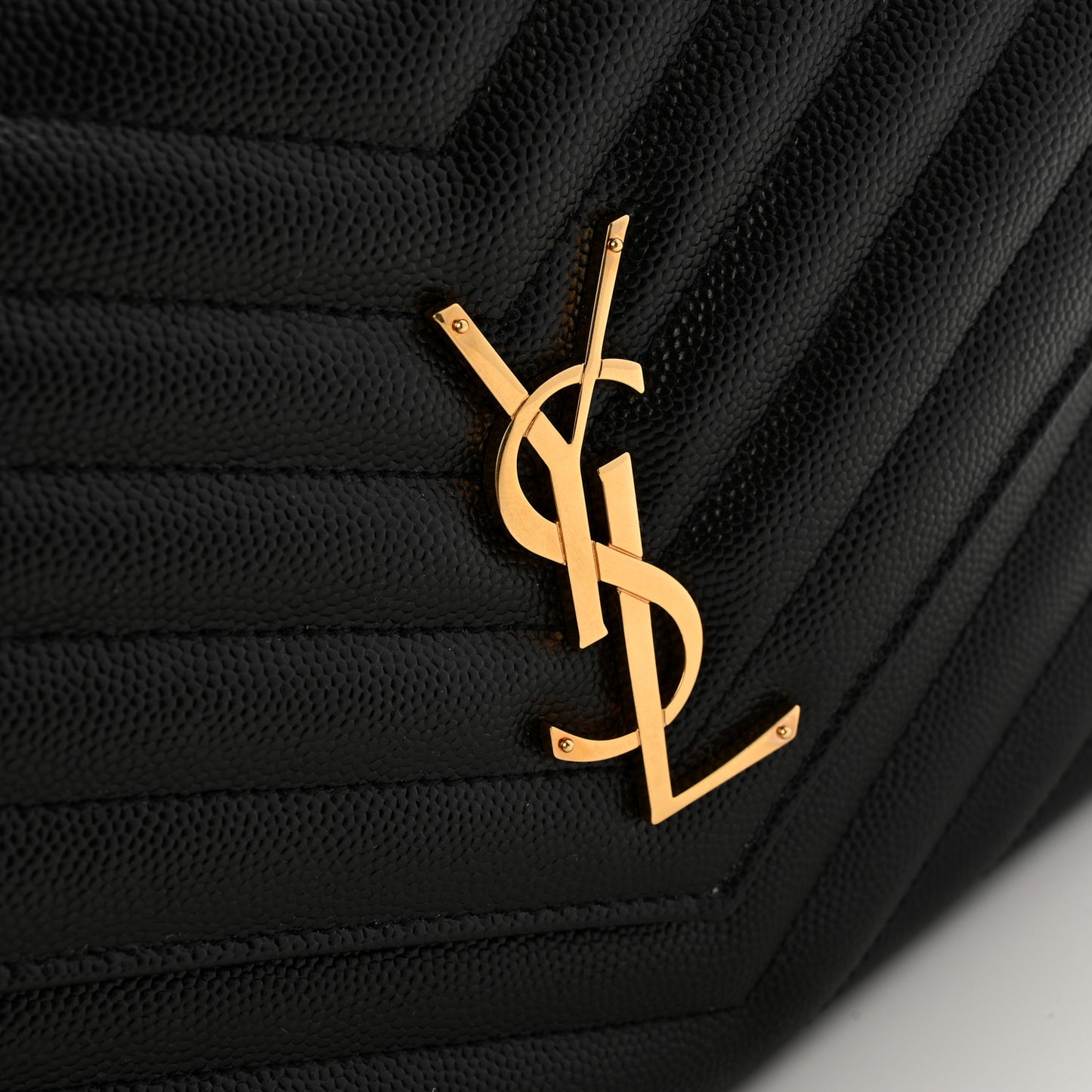 Grain De Poudre Matelasse Chevron Monogram Envelope Clutch Black