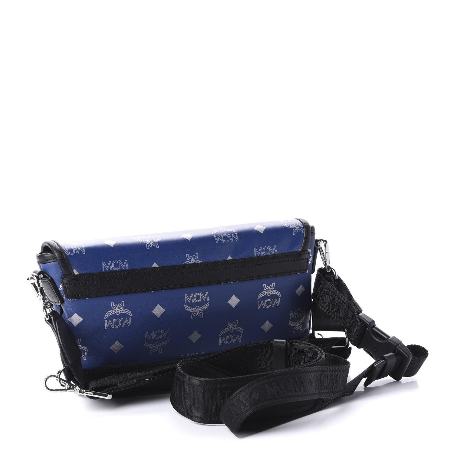 MCM Visetos Reflective Nylon Resnick Crossbody Bag Estate Blue 4 of 11