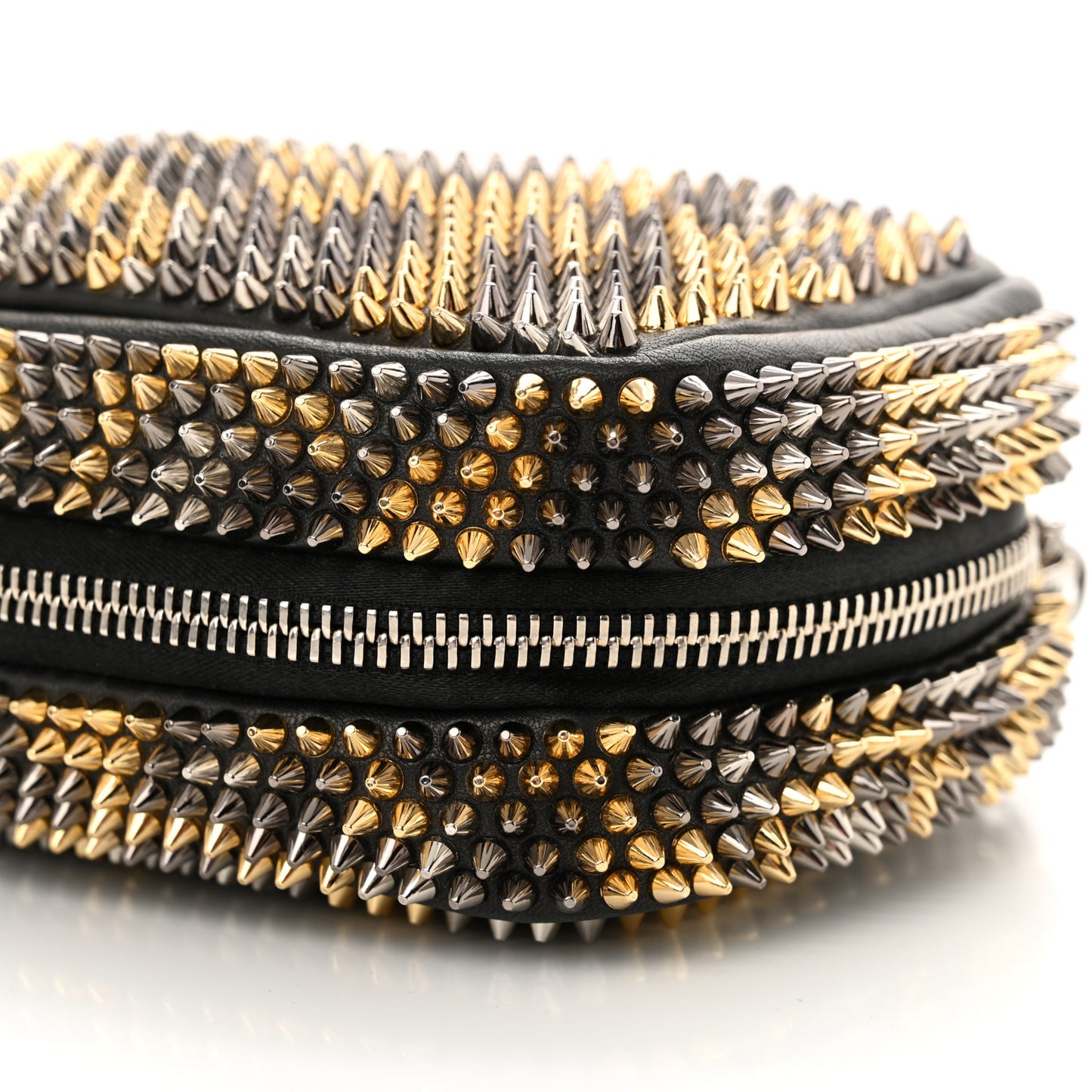 Nappa Mini Spikes Leopard Piloutin Wristlet Clutch Black