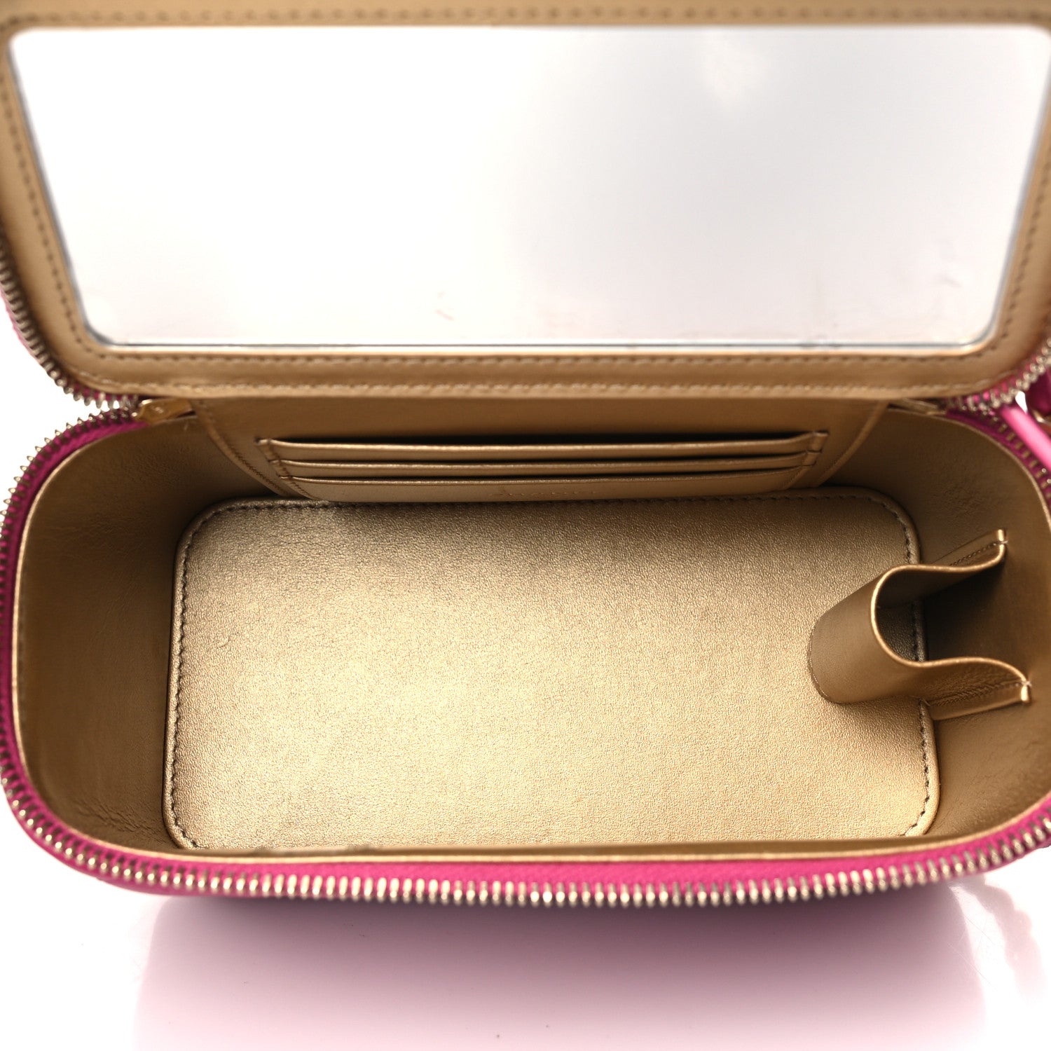 Chanel Lambskin Quilted Small Pearl Crush Vanity Case With Chain Fuchsia 5 of 10