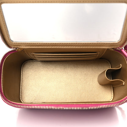 Chanel Lambskin Quilted Small Pearl Crush Vanity Case With Chain Fuchsia 5 of 10