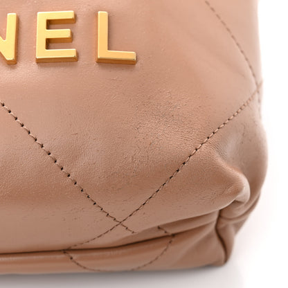 Chanel Shiny Calfskin Quilted Mini Chanel 22 Dark Beige 11 of 13