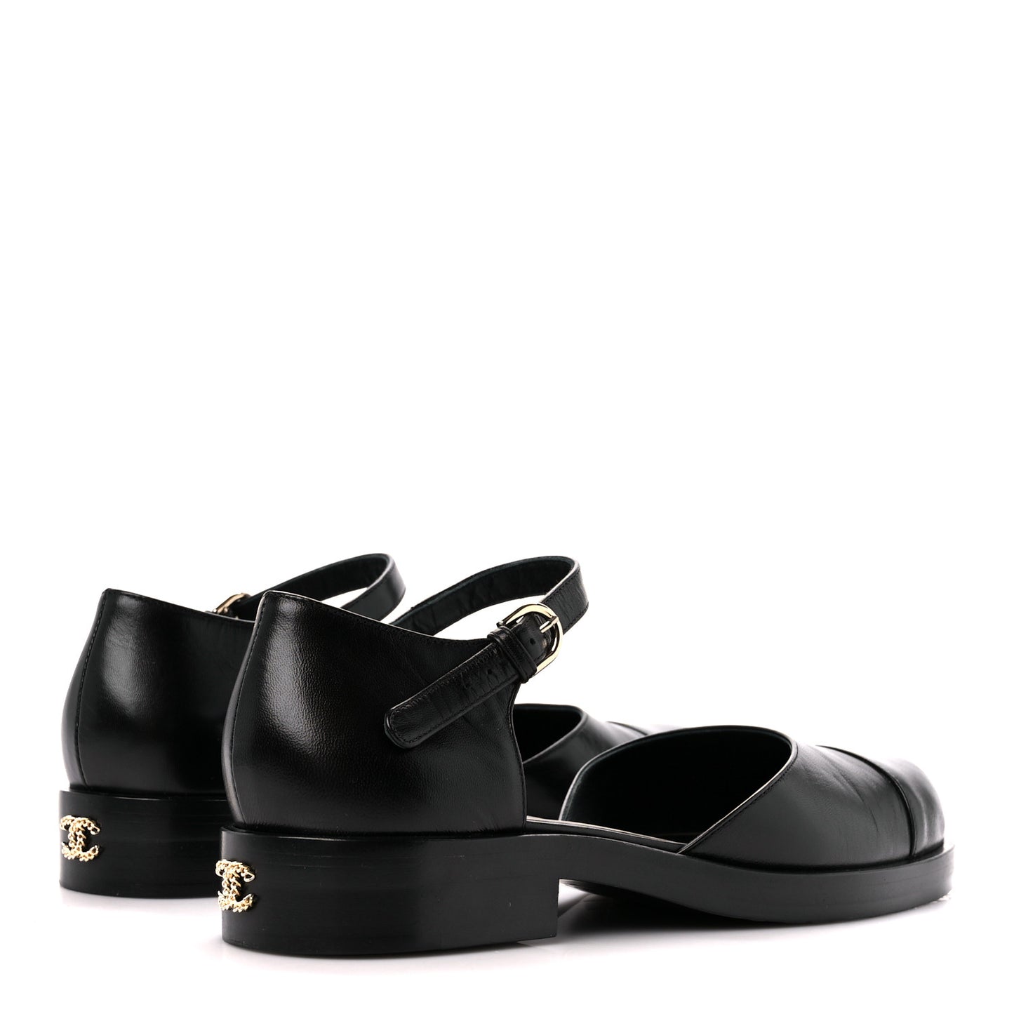 Shiny Goatskin Mary Jane Flats 40 Black