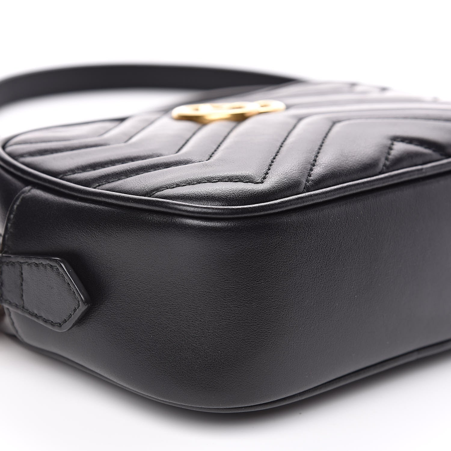 Gucci Calfskin Matelasse Mini GG Marmont Chain Shoulder Bag Black 9 of 11