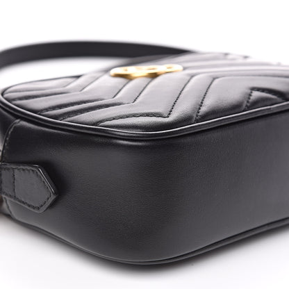 Gucci Calfskin Matelasse Mini GG Marmont Chain Shoulder Bag Black 9 of 11