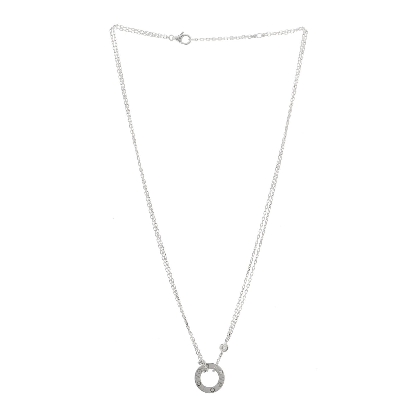 18K White Gold 2 Diamond LOVE Necklace