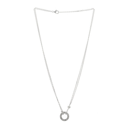 Cartier 18K White Gold 2 Diamond LOVE Necklace 3 of 5