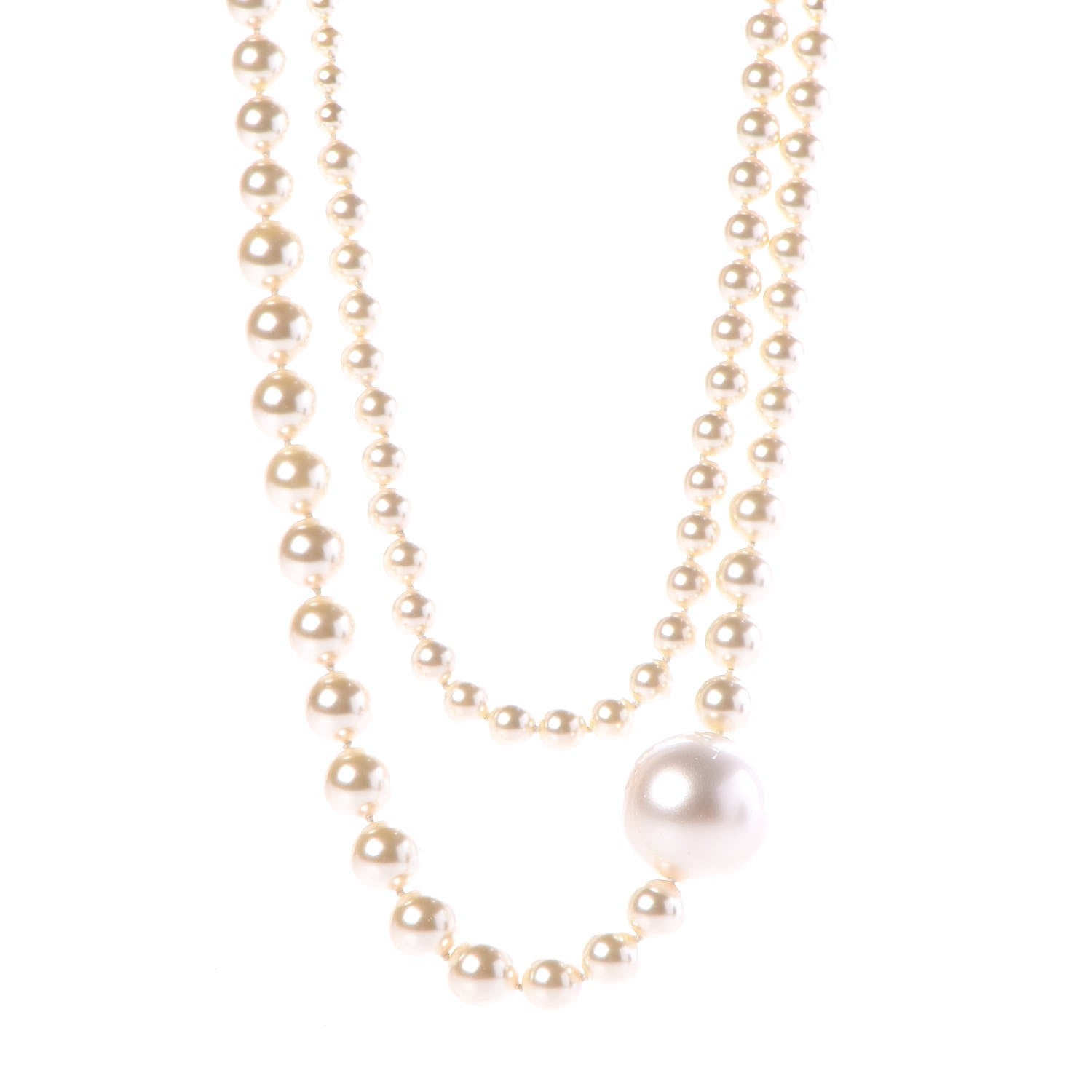 Chanel Graduated Pearl CC Long Necklace Light Gold 1 of 5