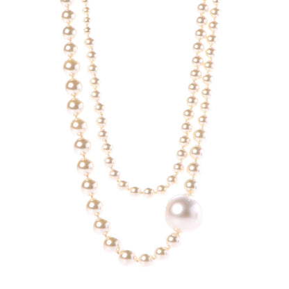 Chanel Graduated Pearl CC Long Necklace Light Gold 1 of 5