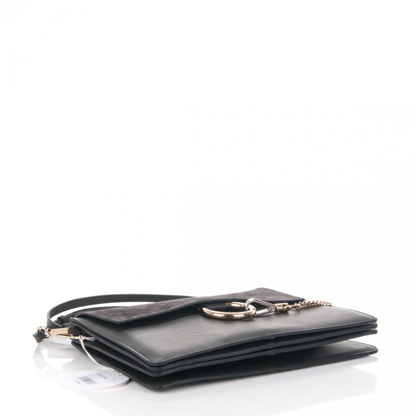 Calfskin Suede Medium Faye Shoulder Bag Carbon Grey