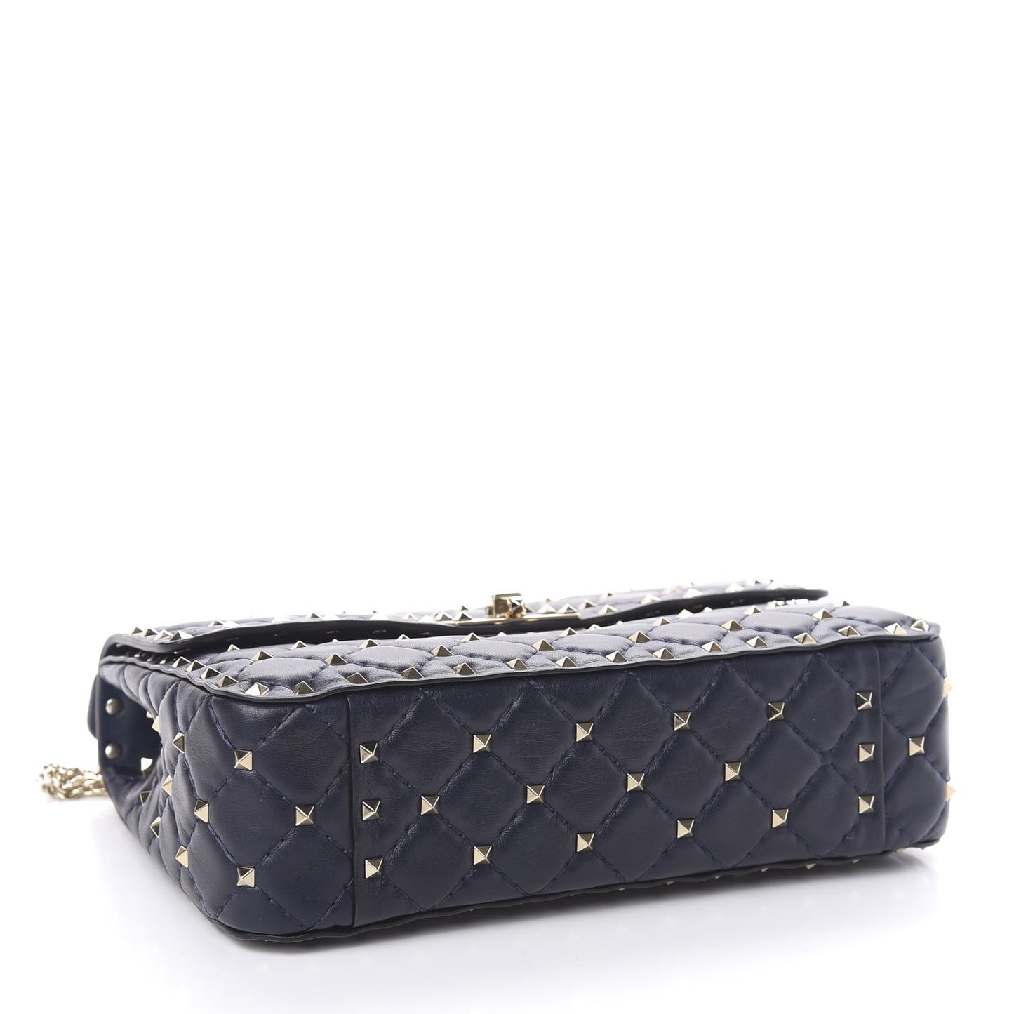 Nappa Medium Rockstud Spike Shoulder Bag Marine