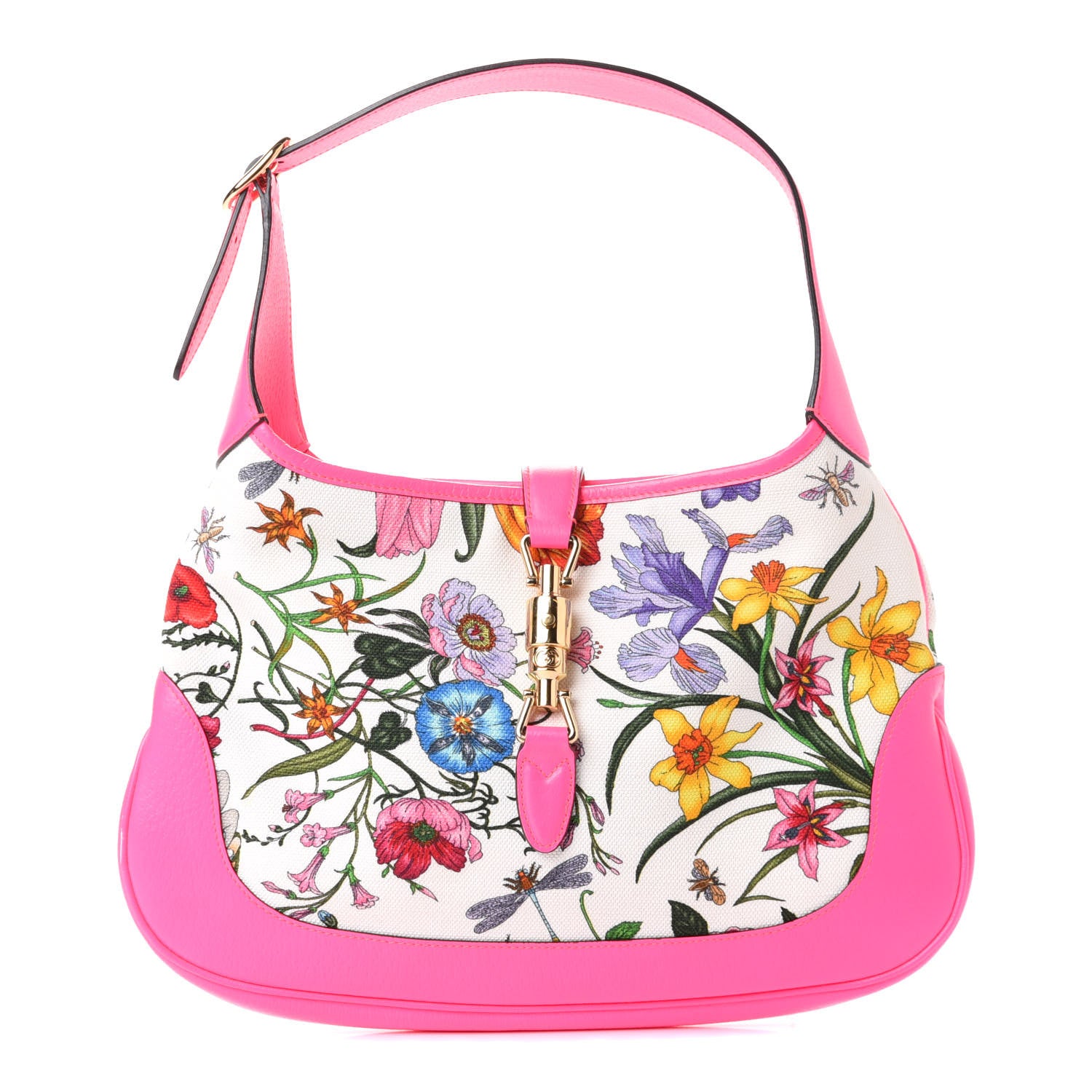 Gucci Canvas Flora Medium Jackie Hobo Fuchsia 1 of 4