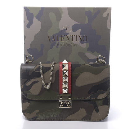 Valentino Garavani Nappa Canvas Camouflage Medium Glam Lock Rockstud Flap Verde 15 of 15
