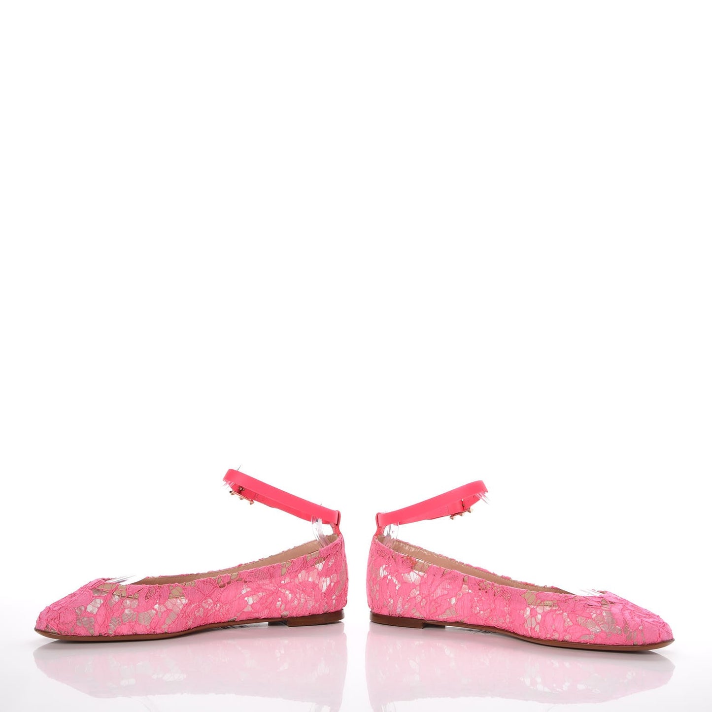 Lace Ankle Strap Ballerina Flats 39.5 Framboise