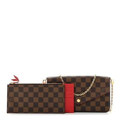 Louis Vuitton Damier Ebene Pochette Felicie Chain Wallet 3 of 13