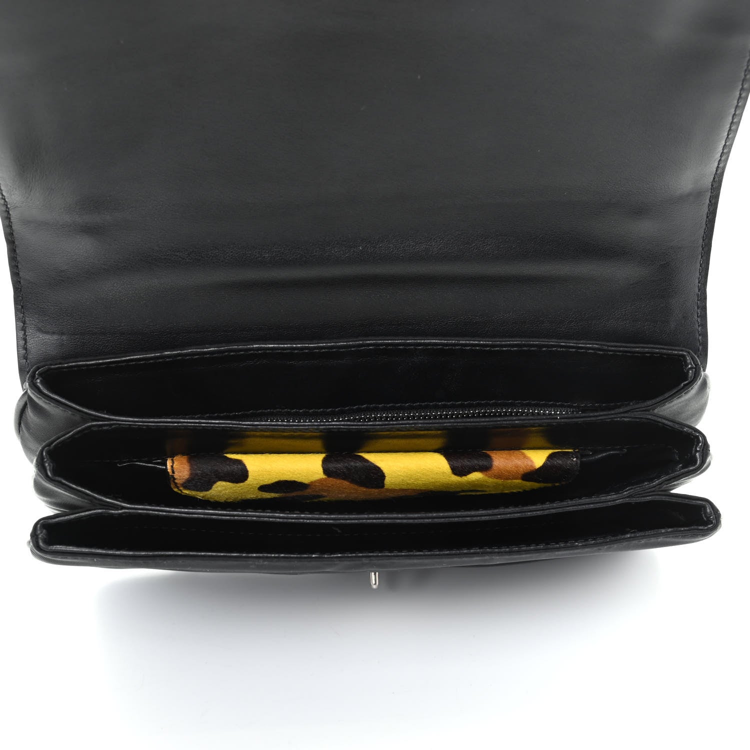 Prada Nylon Calf Hair Leopard Print Crossbody Bag Black Sole 5 of 10