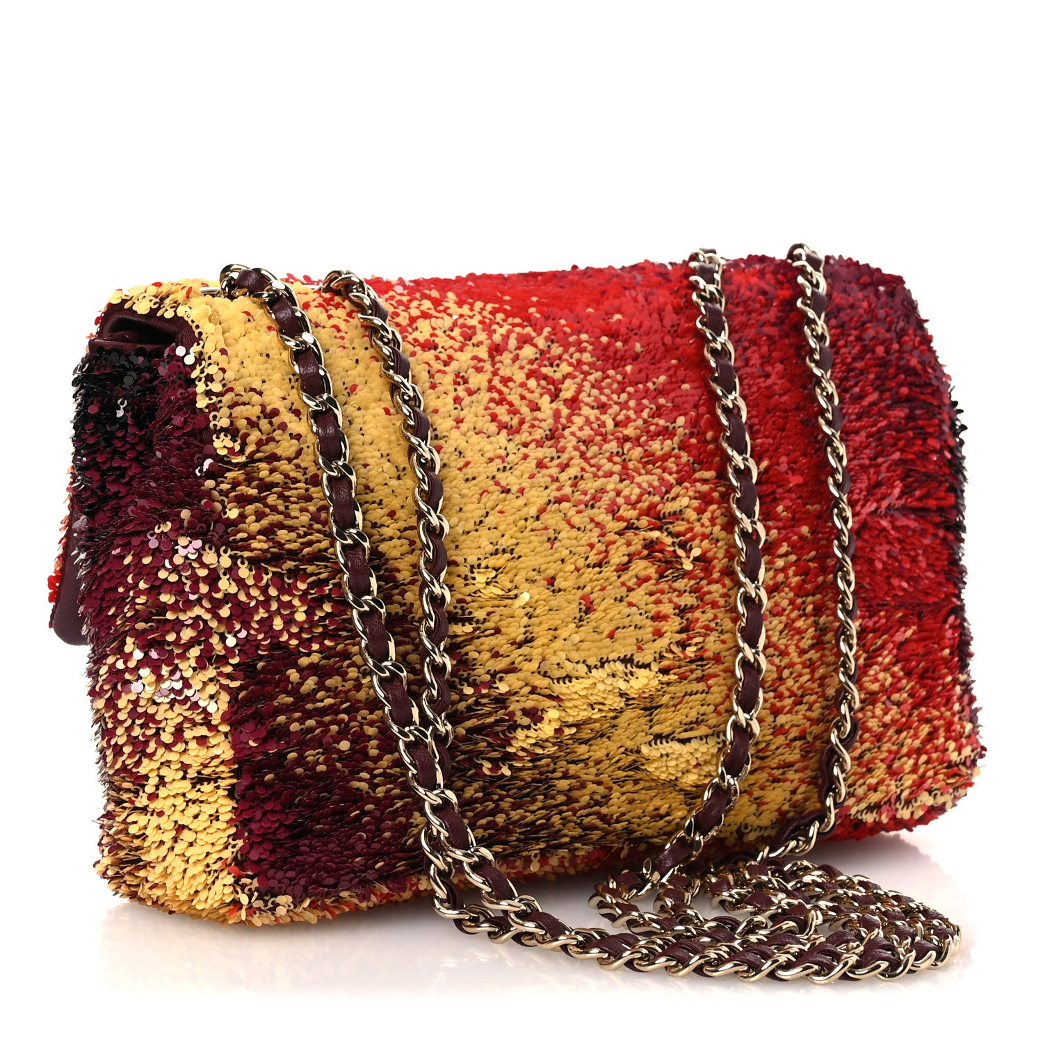 Chanel Shaded Sequins Mini Flap Black Burgundy Red Yellow 3 of 11