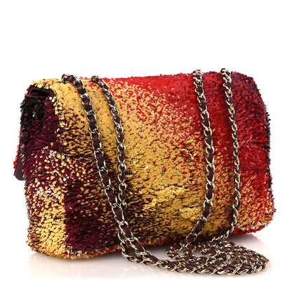 Chanel Shaded Sequins Mini Flap Black Burgundy Red Yellow 3 of 11