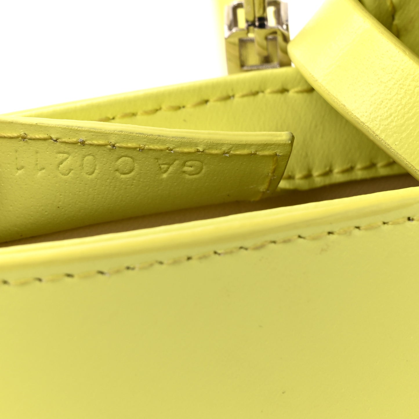Box Calfskin Mini Cut Out Shoulder Bag Neon Yellow