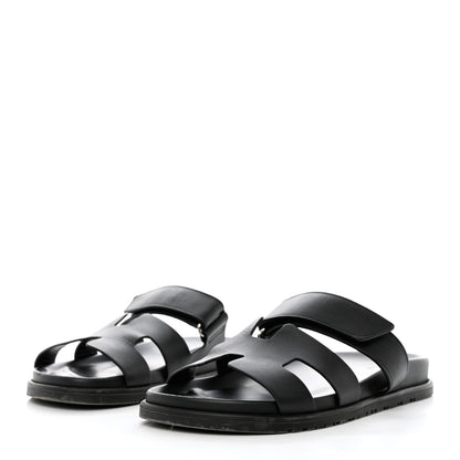 Hermes Calfskin Womens Chypre Sandals 40 Black 3 of 11