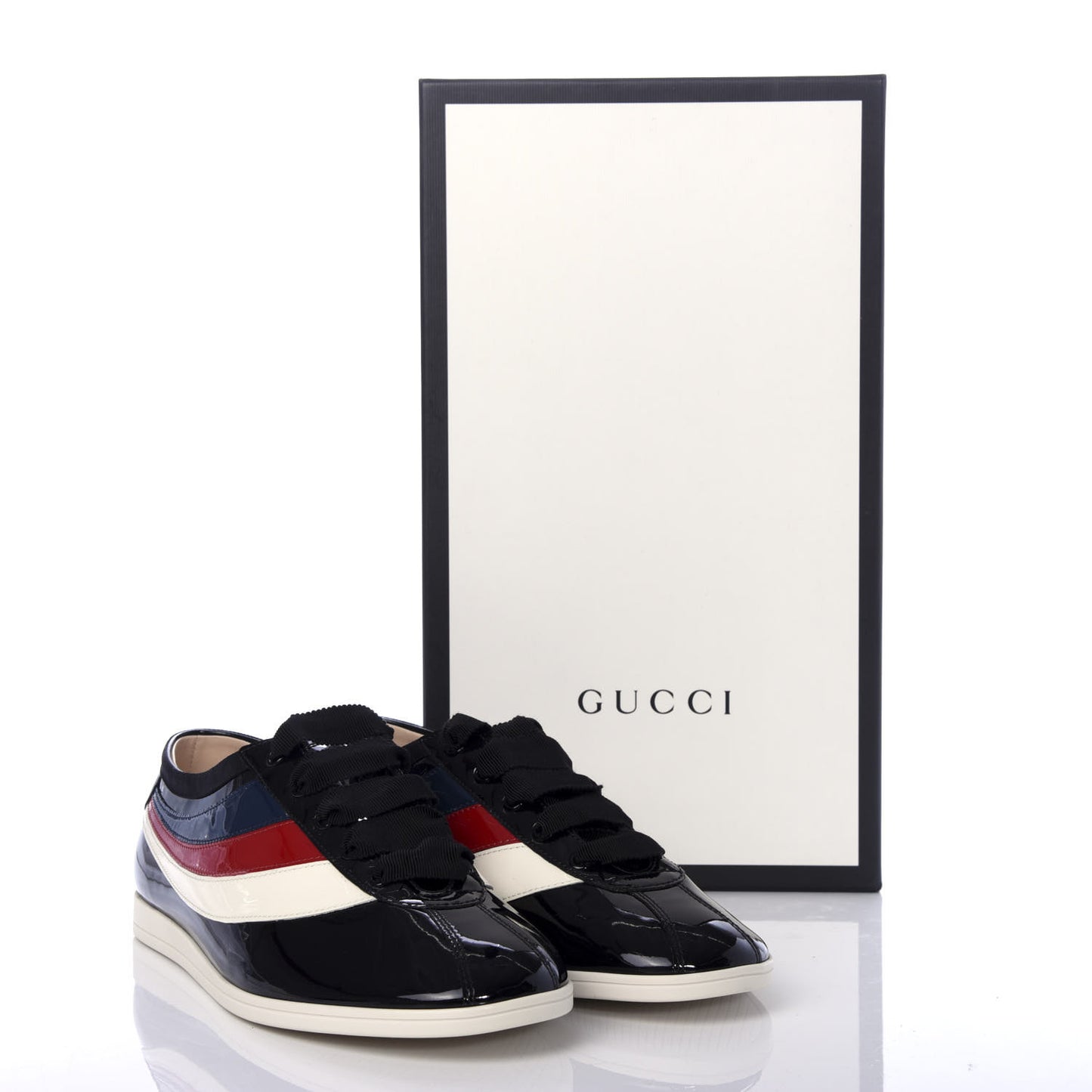 Patent Calfskin Mens Web Falacer Sneakers 8.5 Black