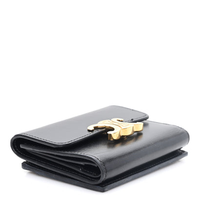 Celine Calfskin Compact Triomphe Wallet With Coin Purse Black 4 of 9